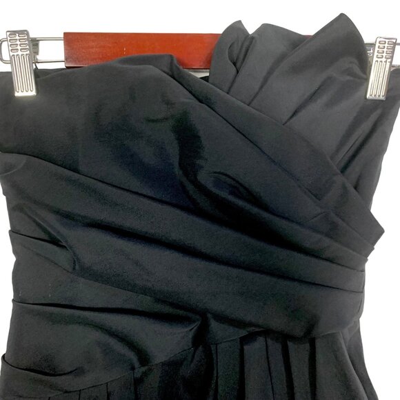 Betsy & Adam Taffeta Strapless Pleated 6 Mini Cocktail Dress Bubble Hem Black - Picture 3 of 11